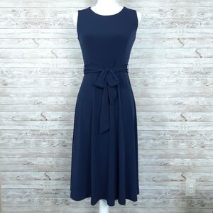 Charter Club Sleeveless Dress PS Belted Blue 529